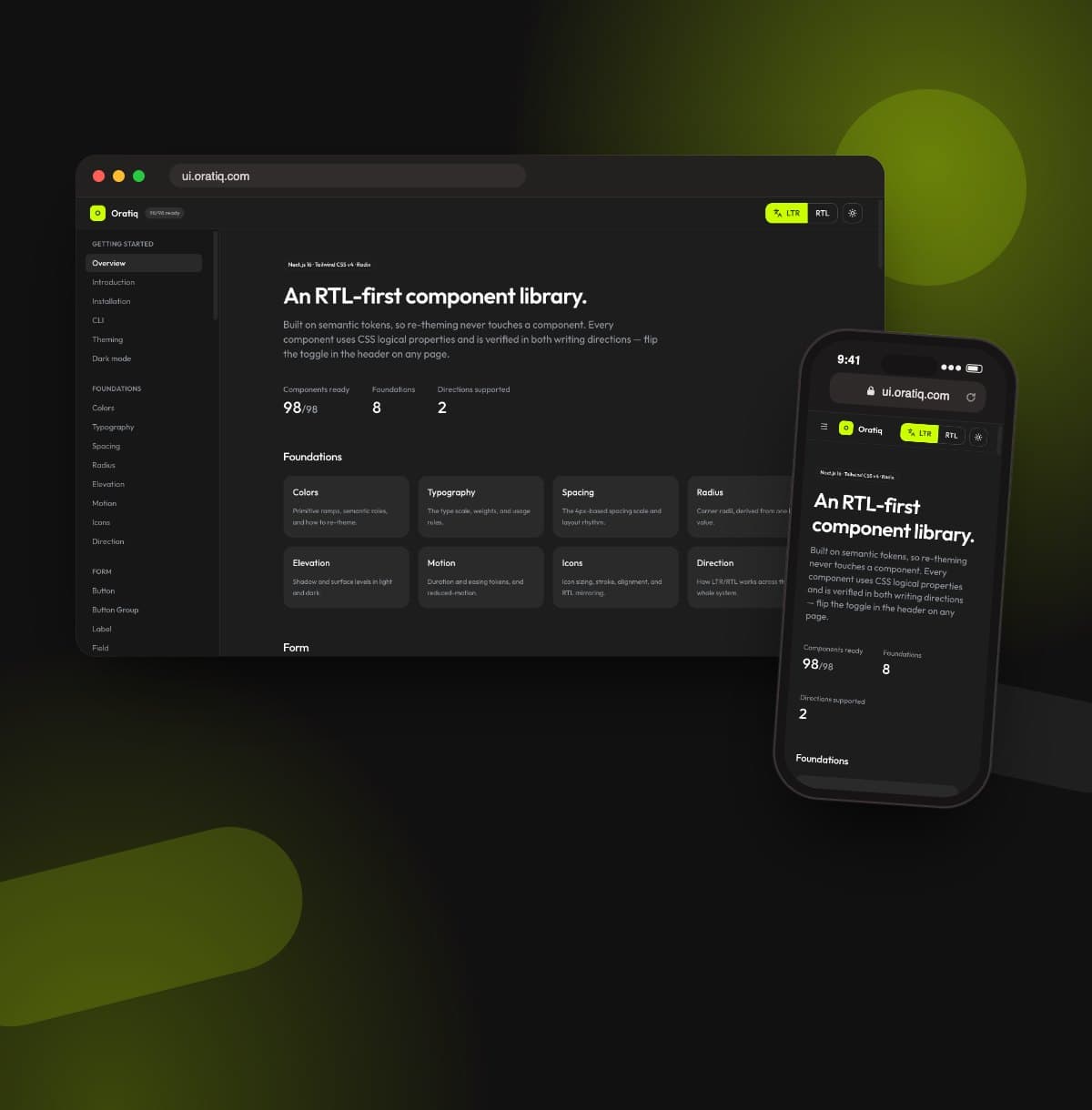 Oratiq UI RTL-first Design System