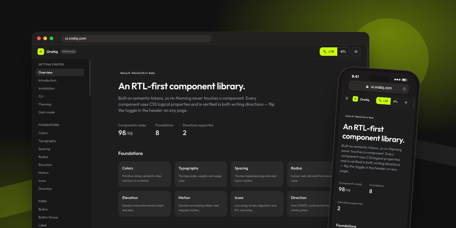 Oratiq UI RTL-first Design System